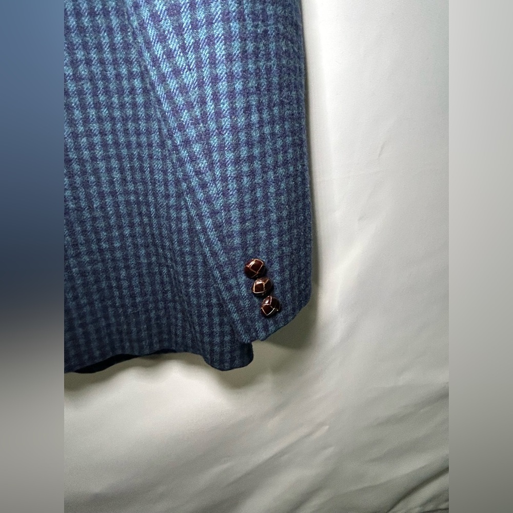 John Meyer 100%Camel Hair Blazer Women’s 4 Blue Houndstooth Made in USA Vintage - Picture 13 of 16